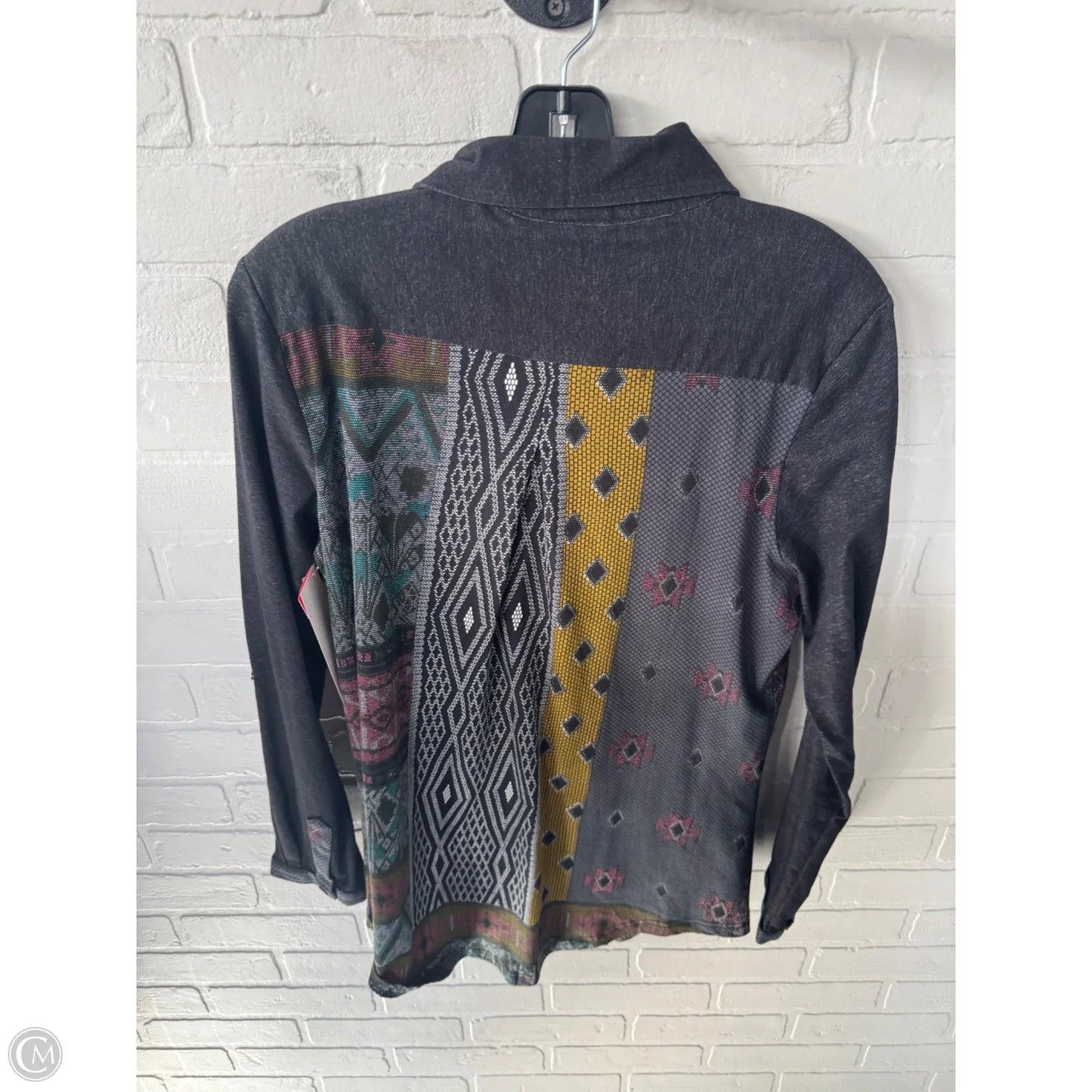 Top Long Sleeve By Parsley & Sage In Black & Grey, Size: M