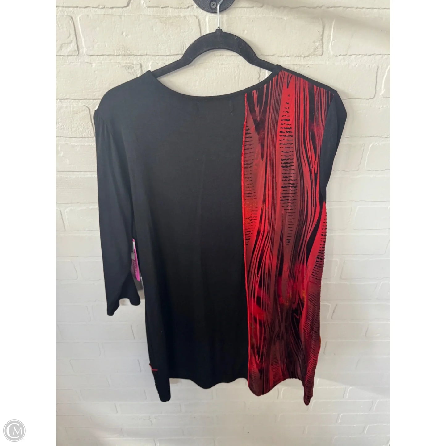 Top 3/4 Sleeve By Clothes Mentor In Black & Orange, Size: L