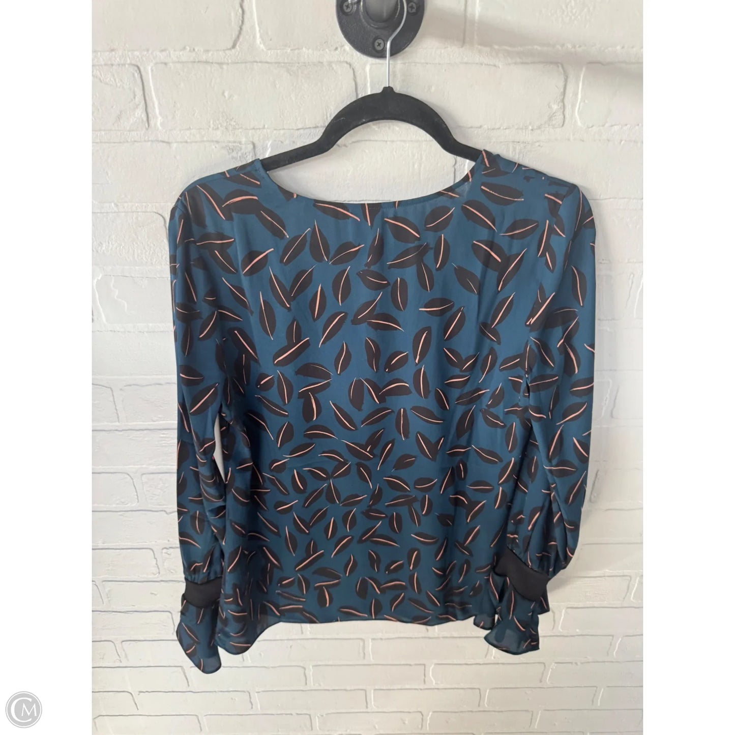 Top Long Sleeve By Cabi In Black & Blue, Size: S