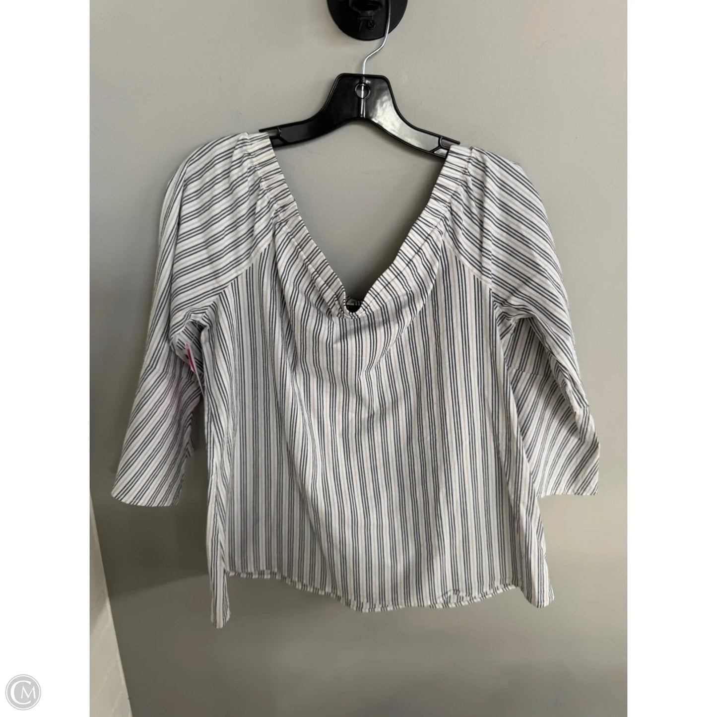 Top Long Sleeve By Bobeau In Grey & Tan, Size: L
