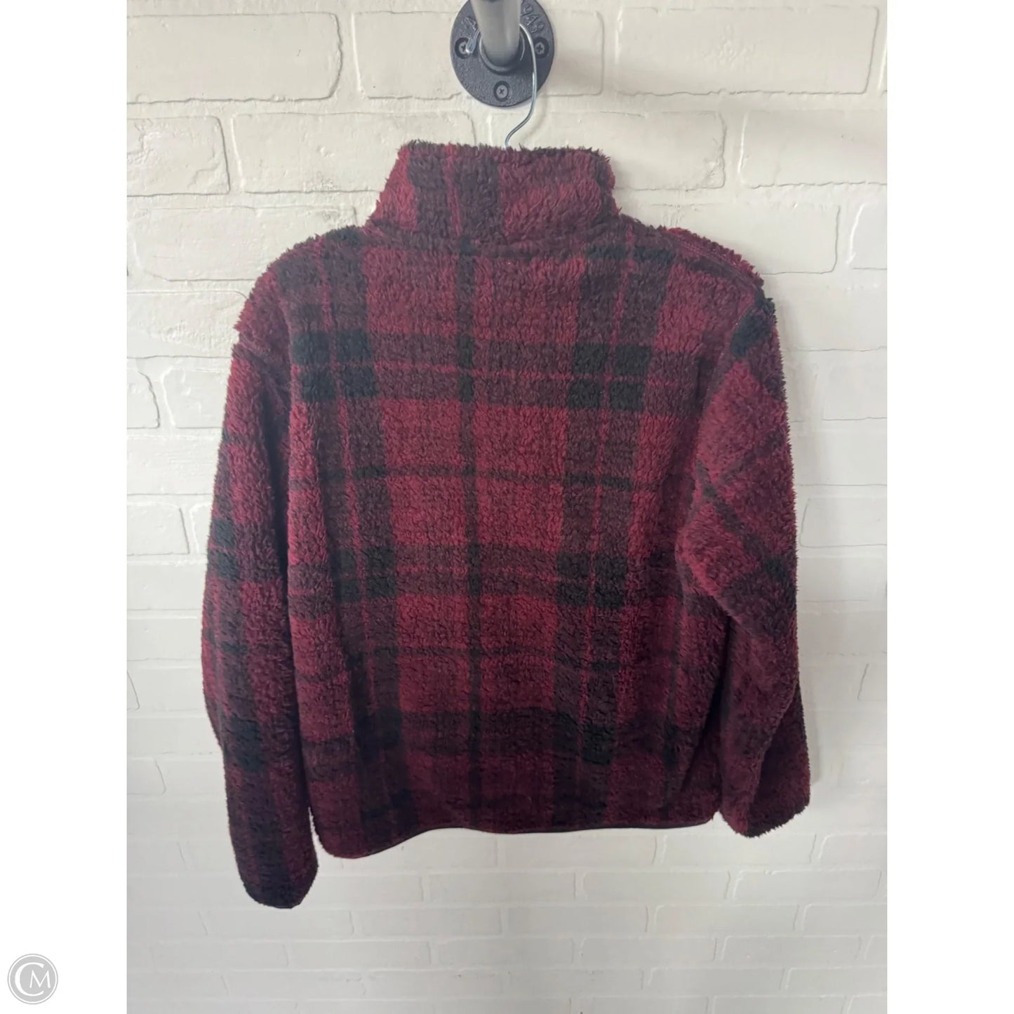 Jacket Fleece By Eddie Bauer In Black & Red, Size: M