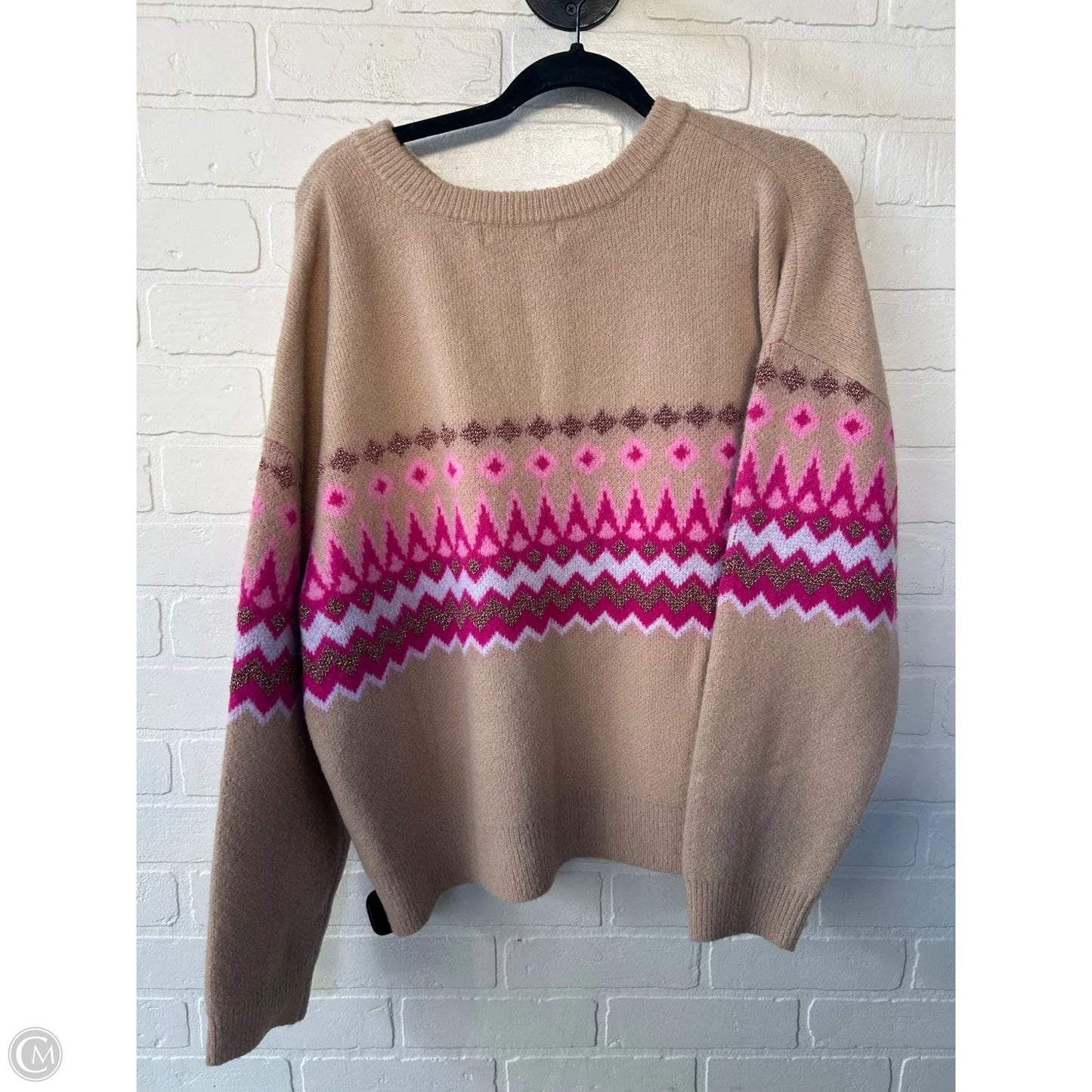 Sweater By Cmc In Pink & Tan, Size: L