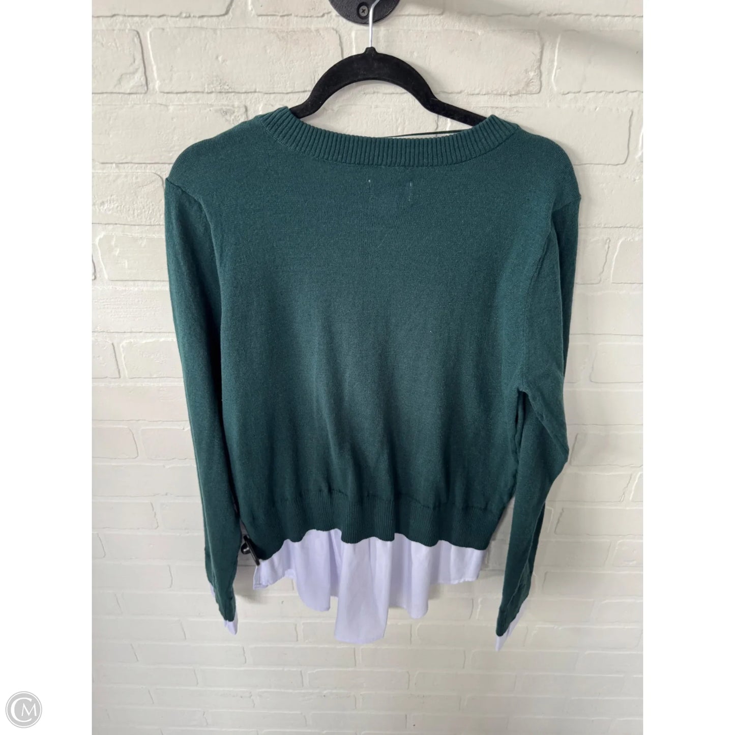 Sweater By Croft And Barrow In Green & White, Size: L
