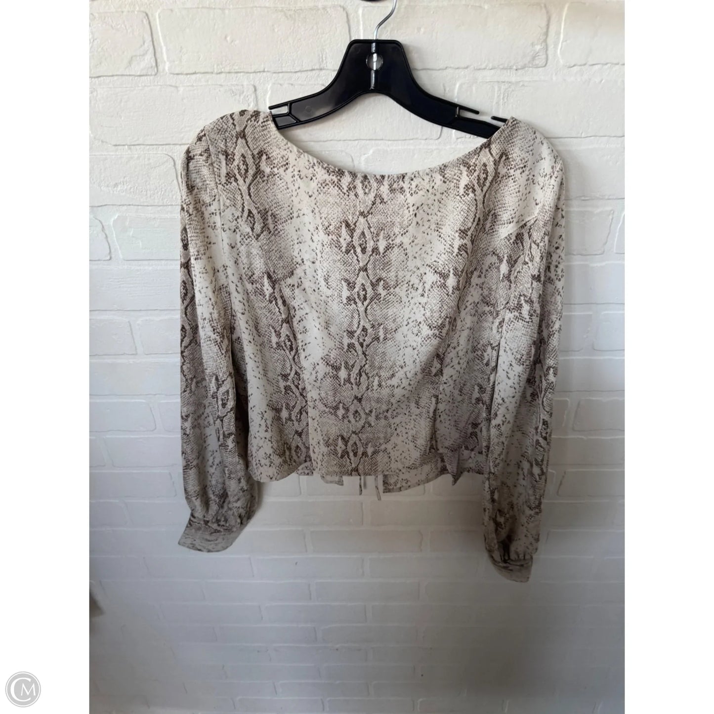 Top Long Sleeve By Leith In Snakeskin Print, Size: L