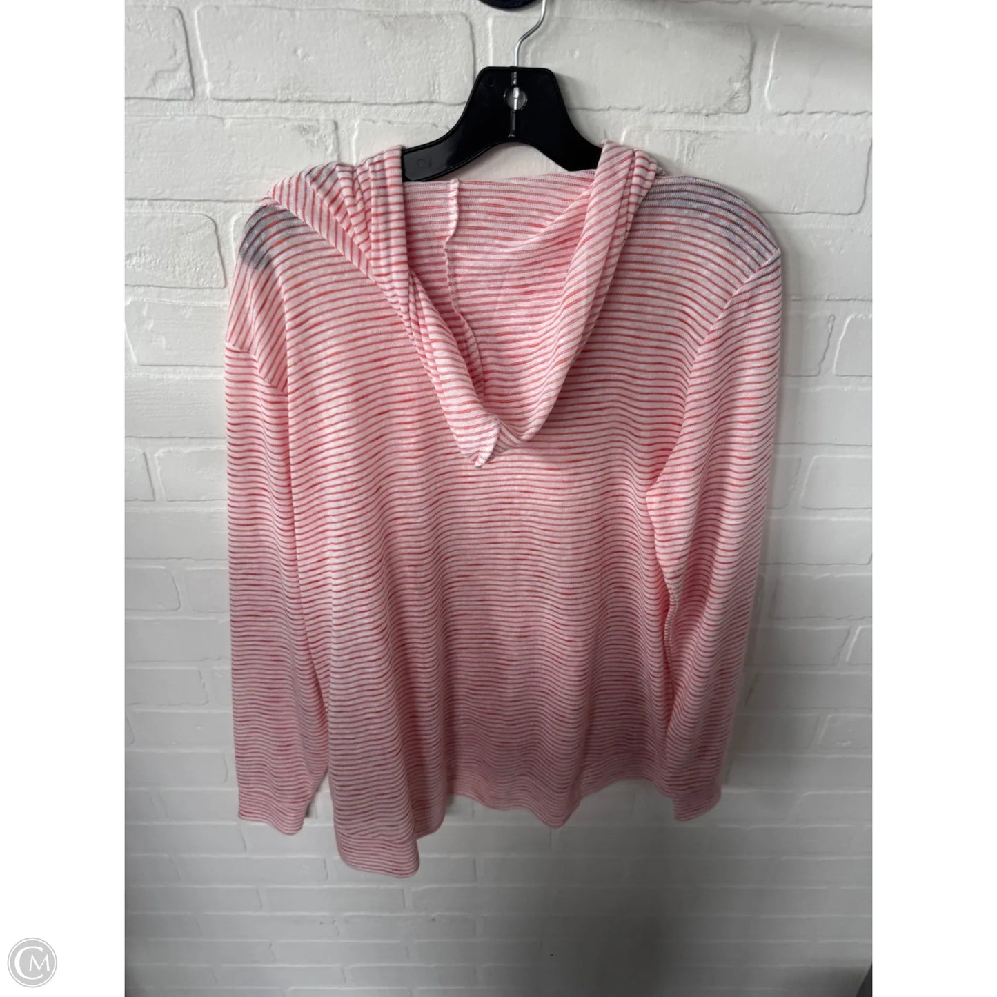 Top Long Sleeve By Weatherproof In Orange & White, Size: M