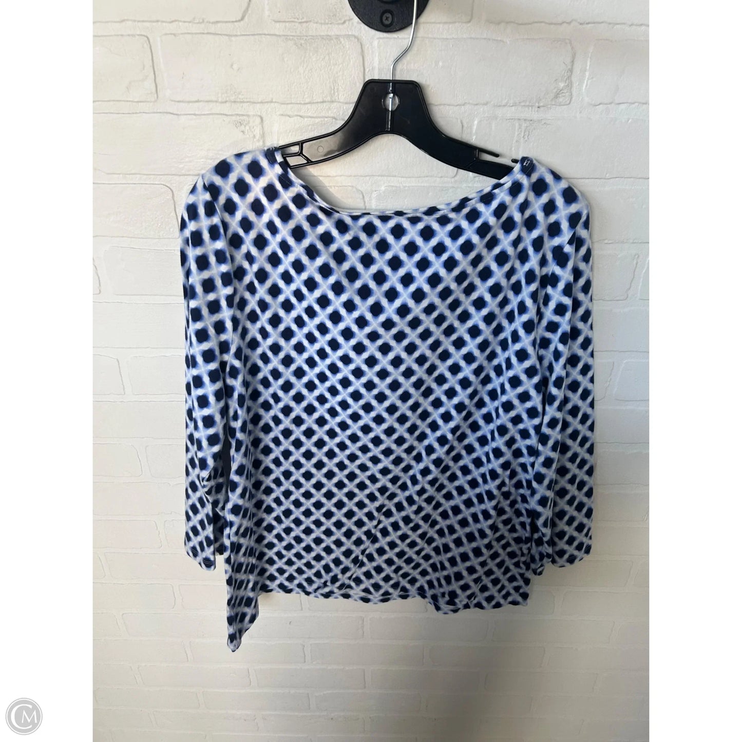 Top 3/4 Sleeve By Talbots In Blue & White, Size: Xl