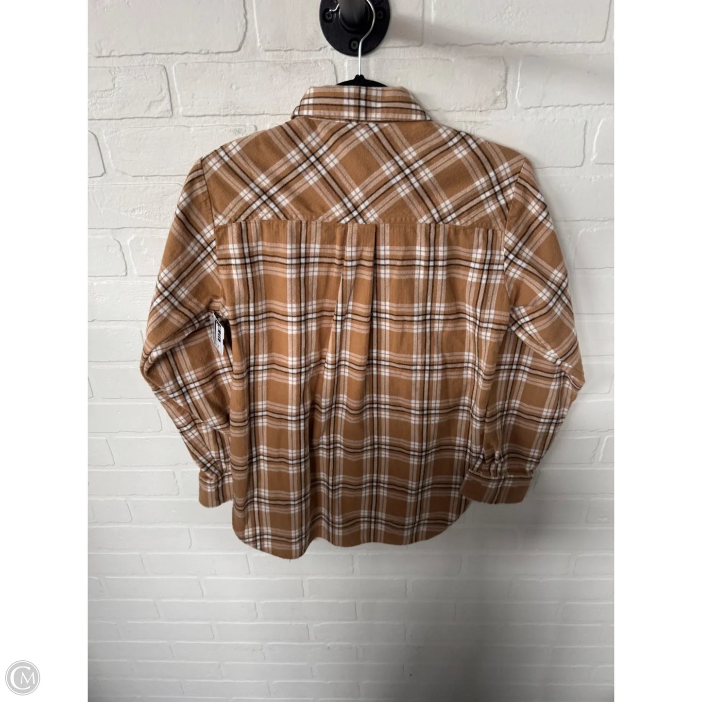 Top Long Sleeve By Loft In Tan & White, Size: Xs