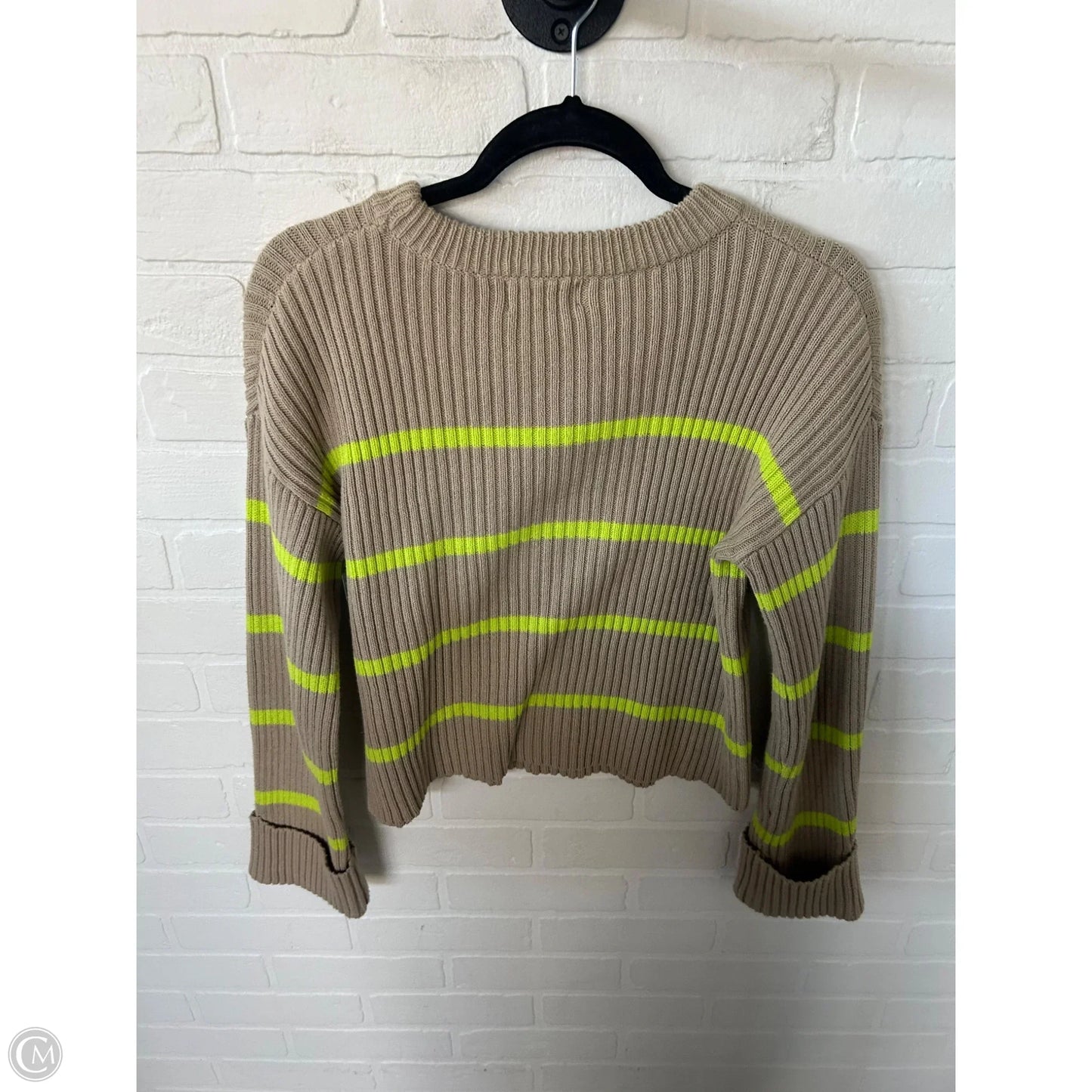 Sweater By Evereve In Green & Tan, Size: S