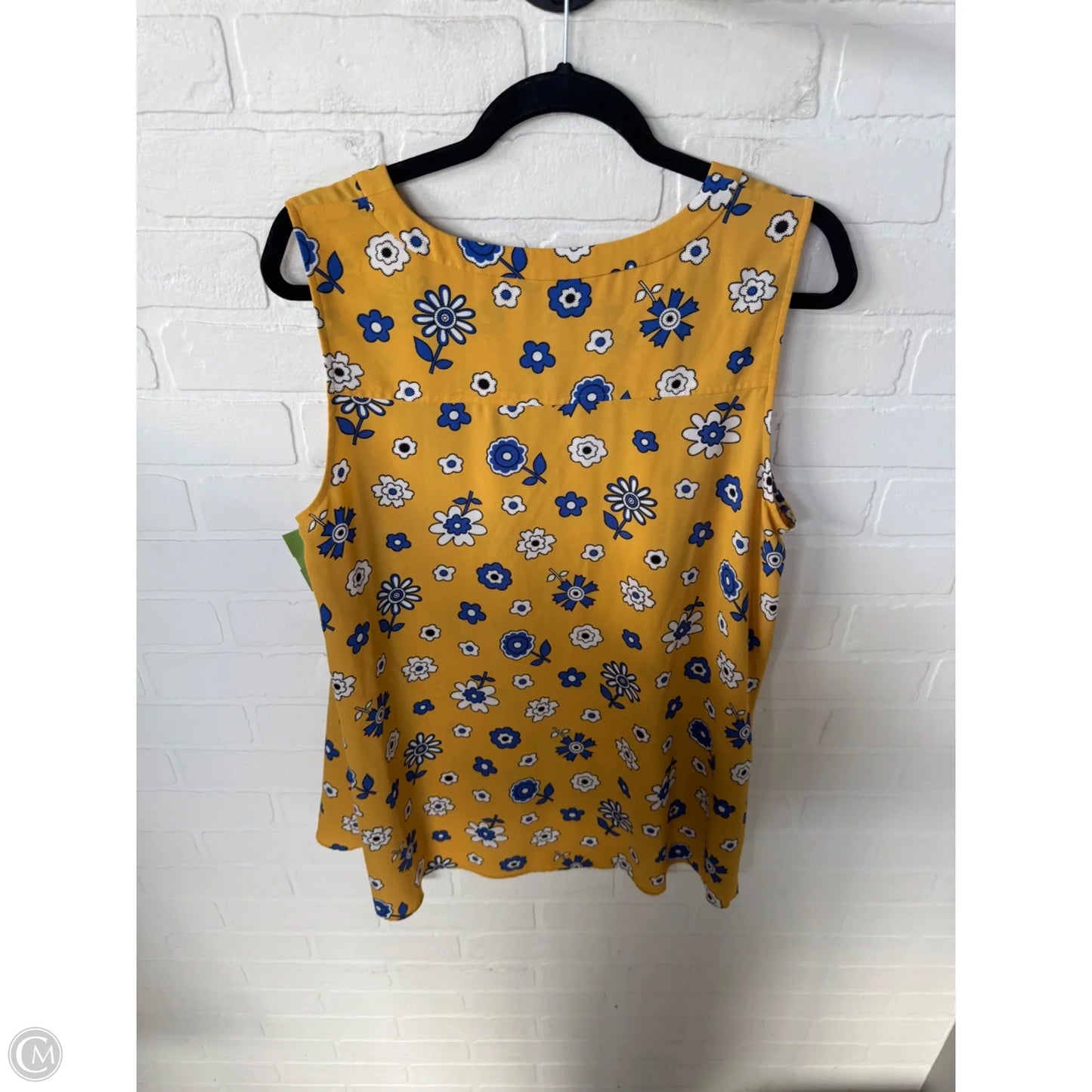 Top Sleeveless By Anne Klein In Blue & Yellow, Size: L