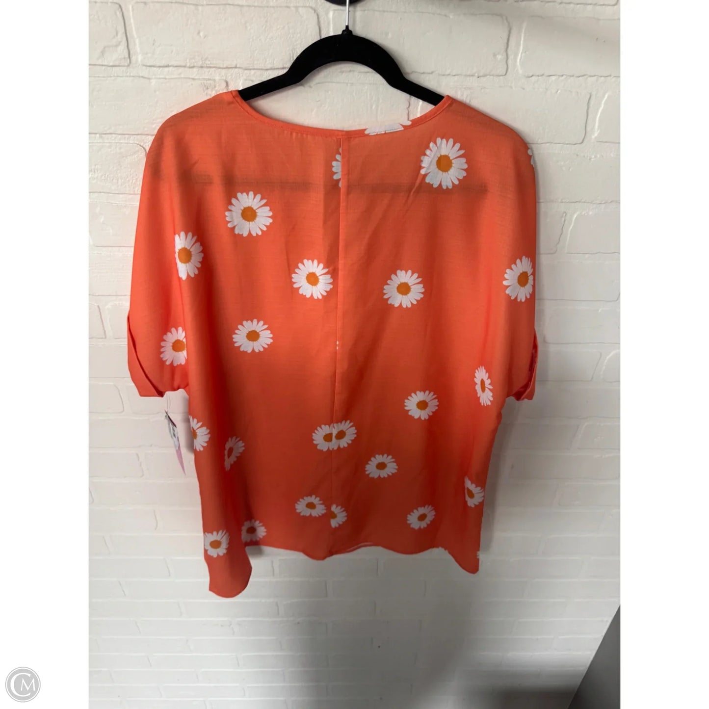 Top Short Sleeve By Noracora In Orange & White, Size: L