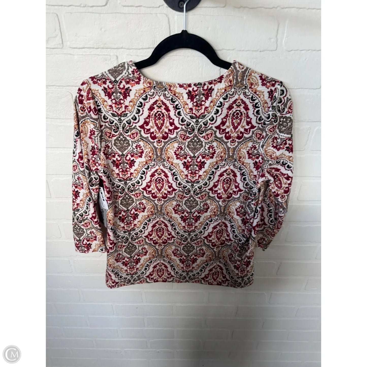 Top 3/4 Sleeve By Emily Daniels In Grey & Red, Size: Sp