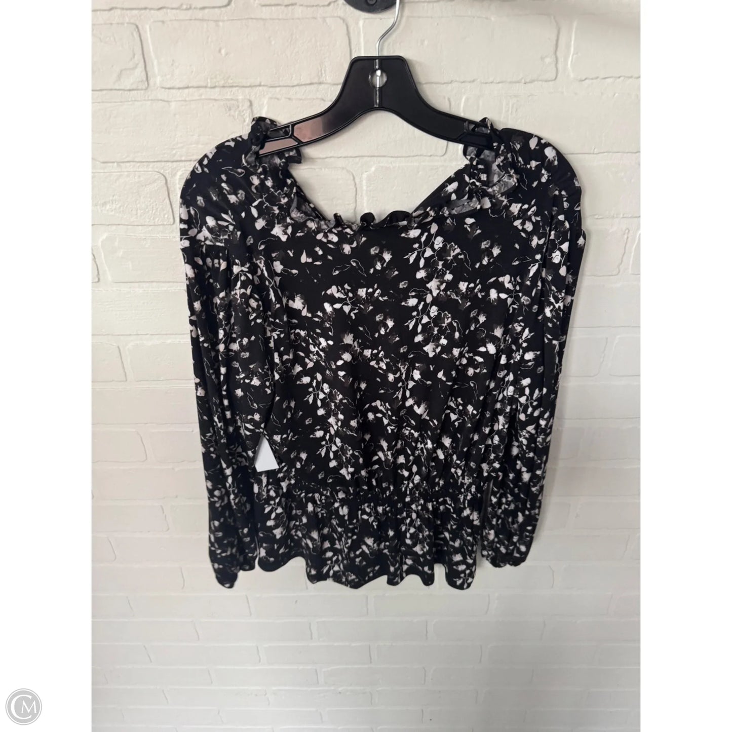 Top 3/4 Sleeve By Simply Vera In Black & Grey, Size: M