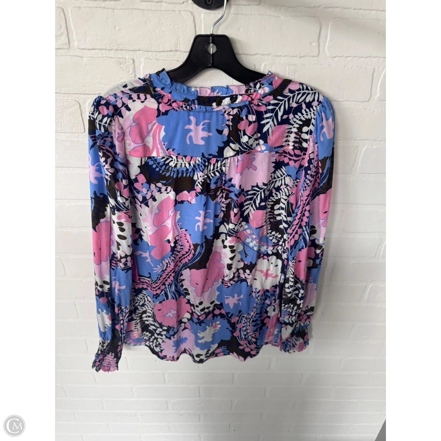 Top Long Sleeve By Talbots In Blue & Pink, Size: L