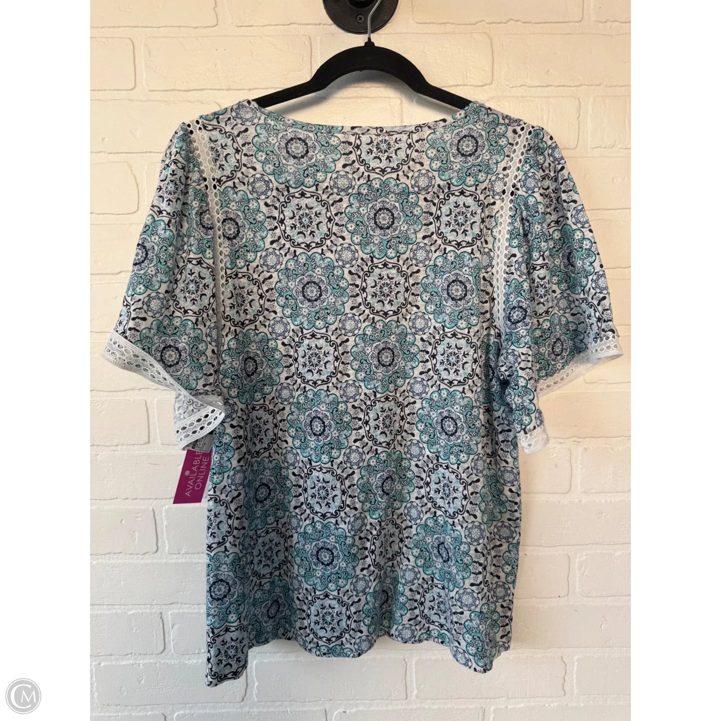 Top Short Sleeve By Loft In Blue & White, Size: M