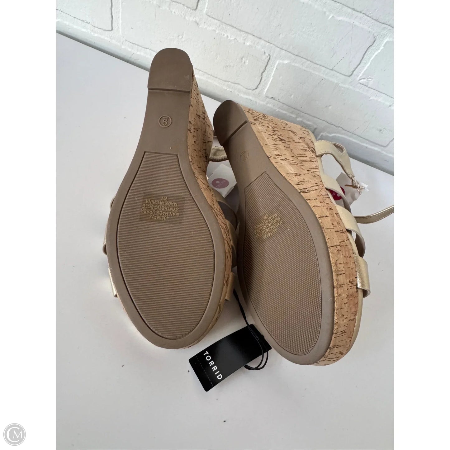 Sandals Heels Wedge By Torrid In Gold & Tan, Size: 9