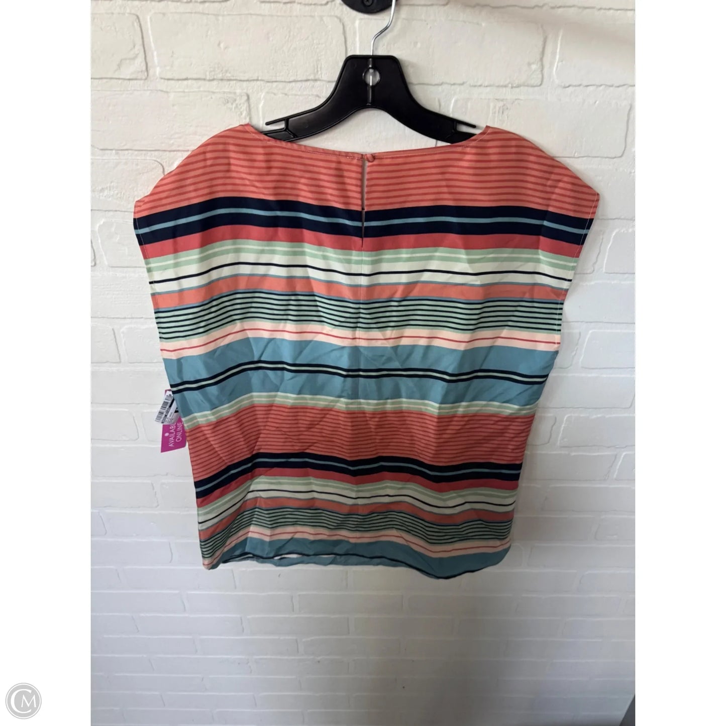 Top Short Sleeve By Brooks Brothers In Blue & Orange, Size: M