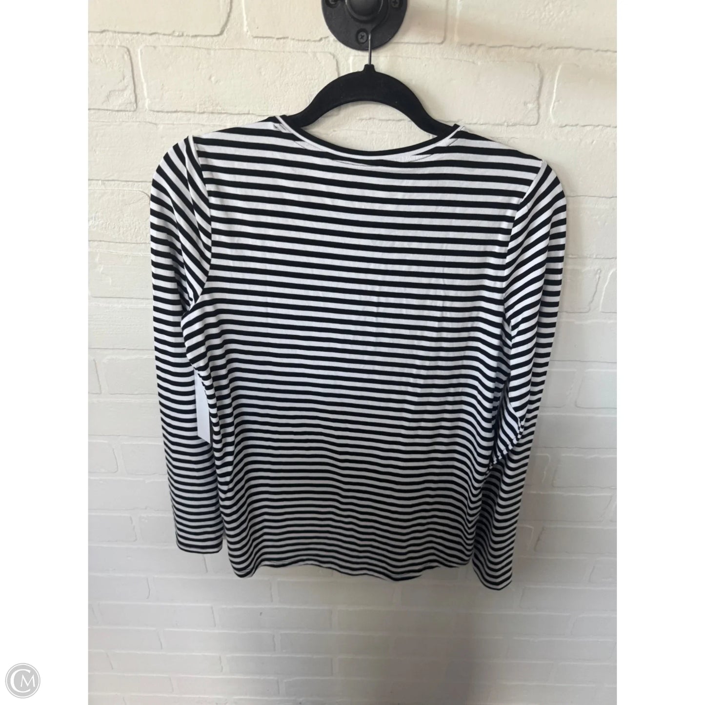 Top Long Sleeve Basic By Chicos In Black & White, Size: S