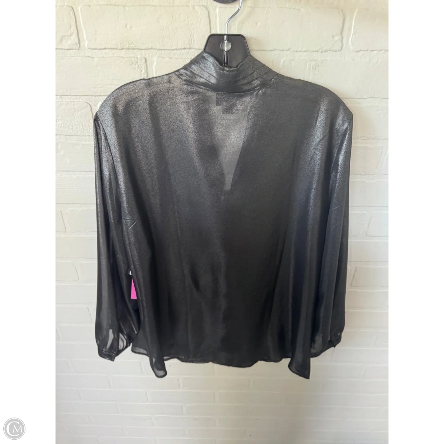 Top Long Sleeve By Liz Claiborne In Black & Silver, Size: L
