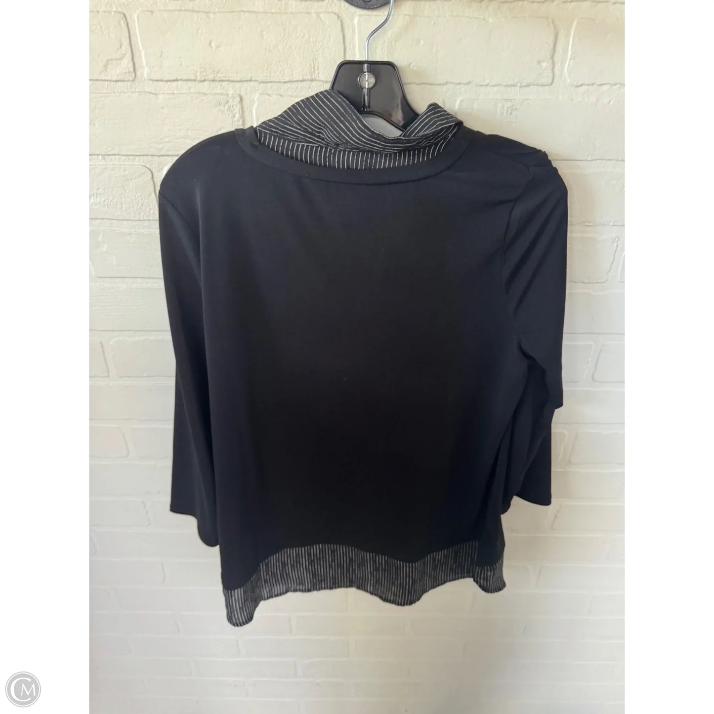 Top Long Sleeve By Adrianna Papell In Black & White, Size: M