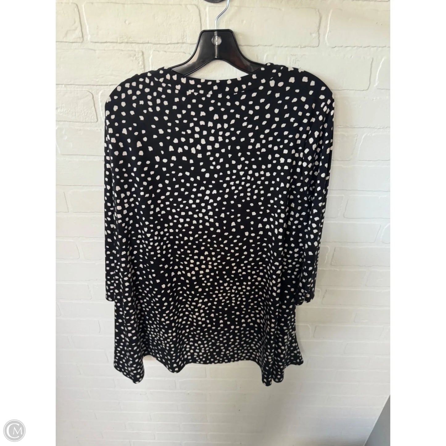 Tunic 3/4 Sleeve By Anne Klein In Black & Tan, Size: 1x