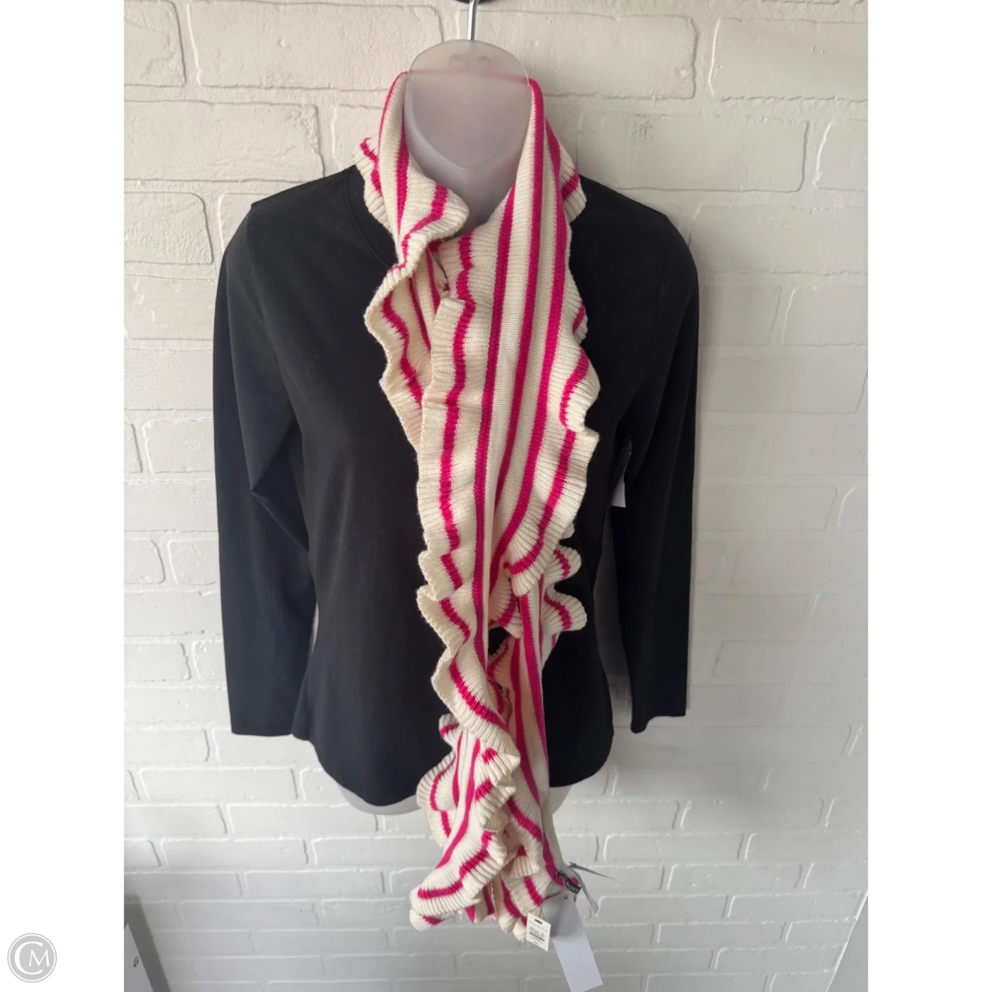 Scarf Winter By Talbots In Cream & Pink