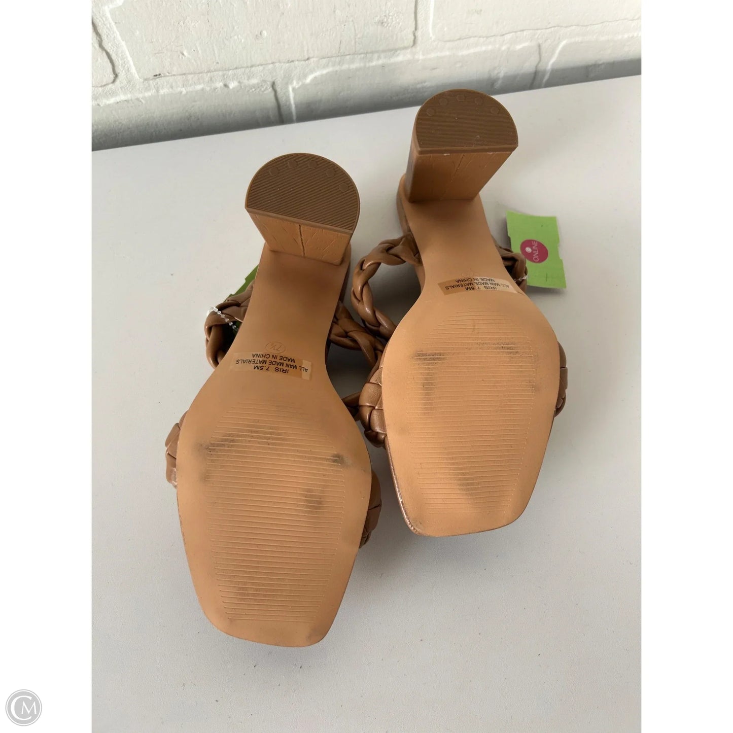 Sandals Heels Block By Clothes Mentor In Brown, Size: 7.5
