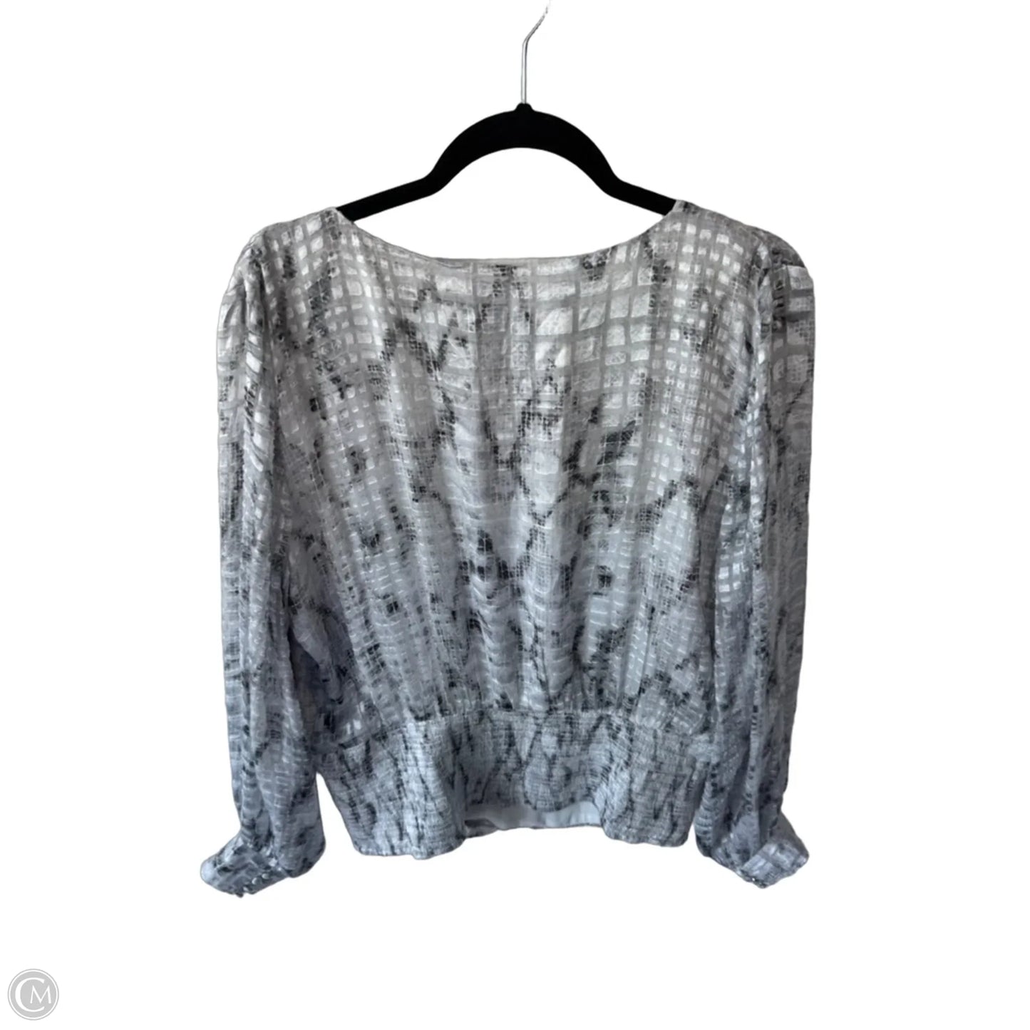 Top Long Sleeve By White House Black Market In Grey & White, Size: Xl