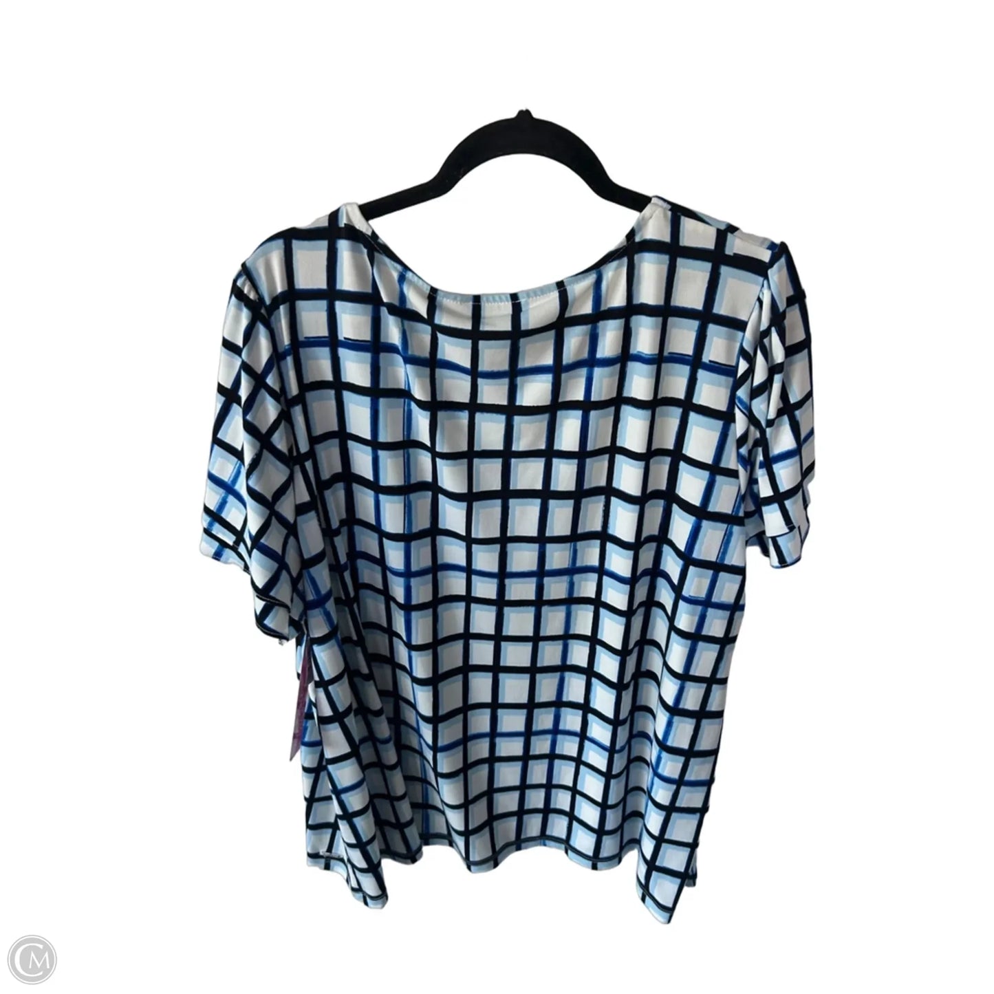 Top Short Sleeve By Calvin Klein In Blue & White, Size: 3x
