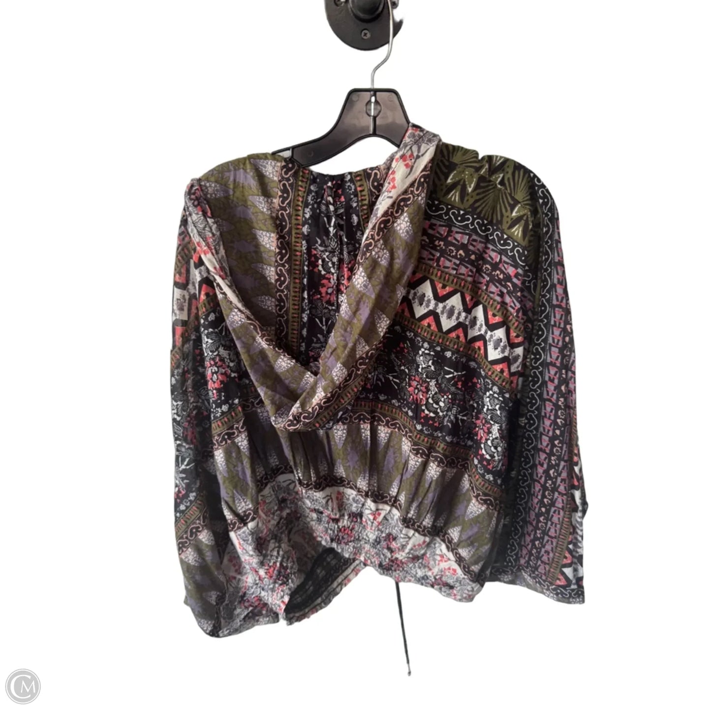 Top 3/4 Sleeve By Free People In Black & Green, Size: Xs