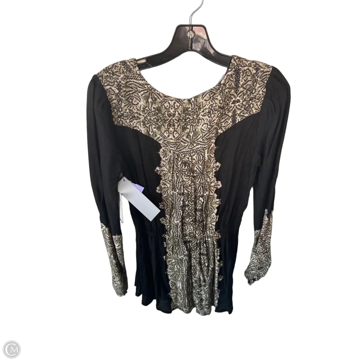 Top Long Sleeve By Free People In Black & Green, Size: Xs
