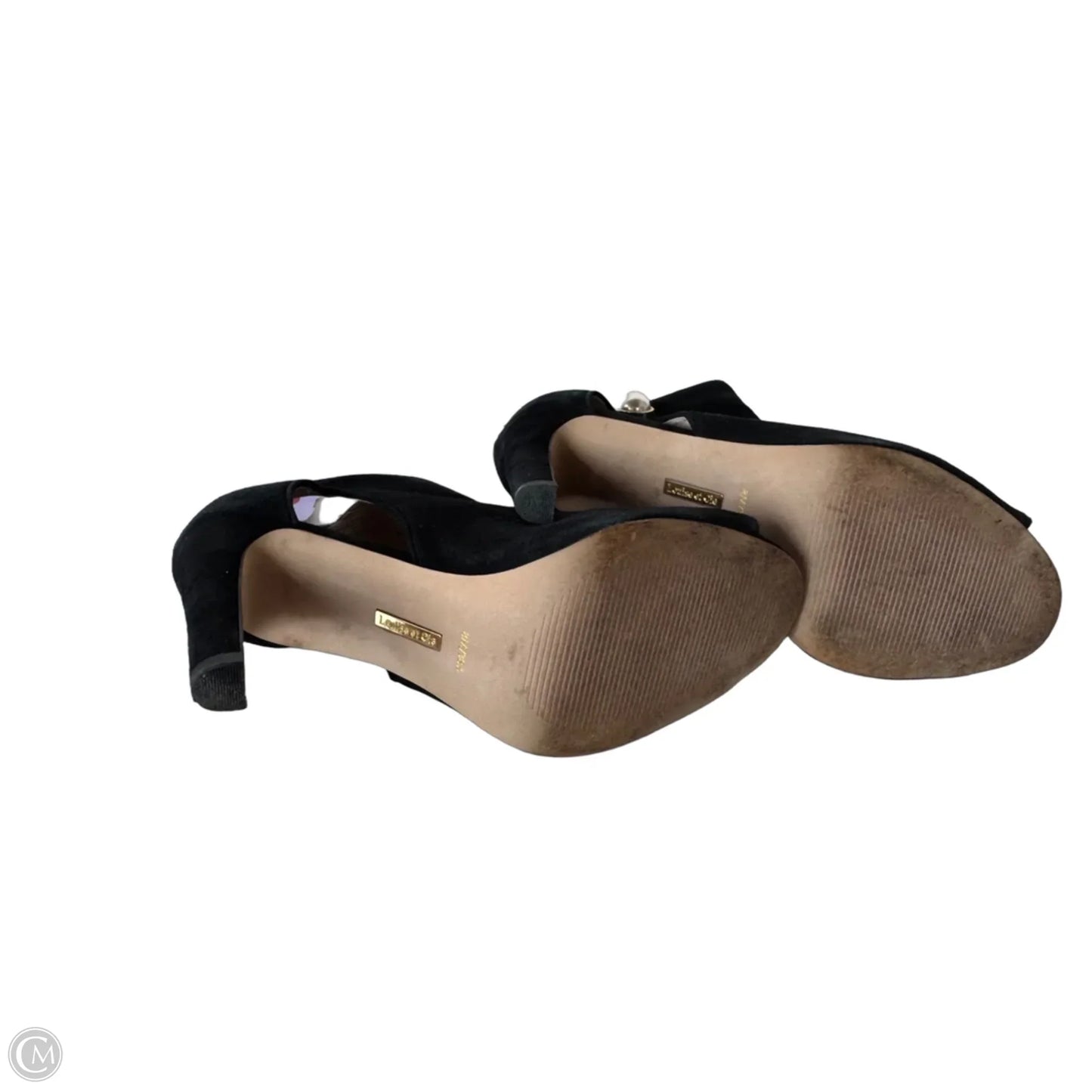 Sandals Heels Block By Louise Et Cie In Black & Gold, Size: 8.5