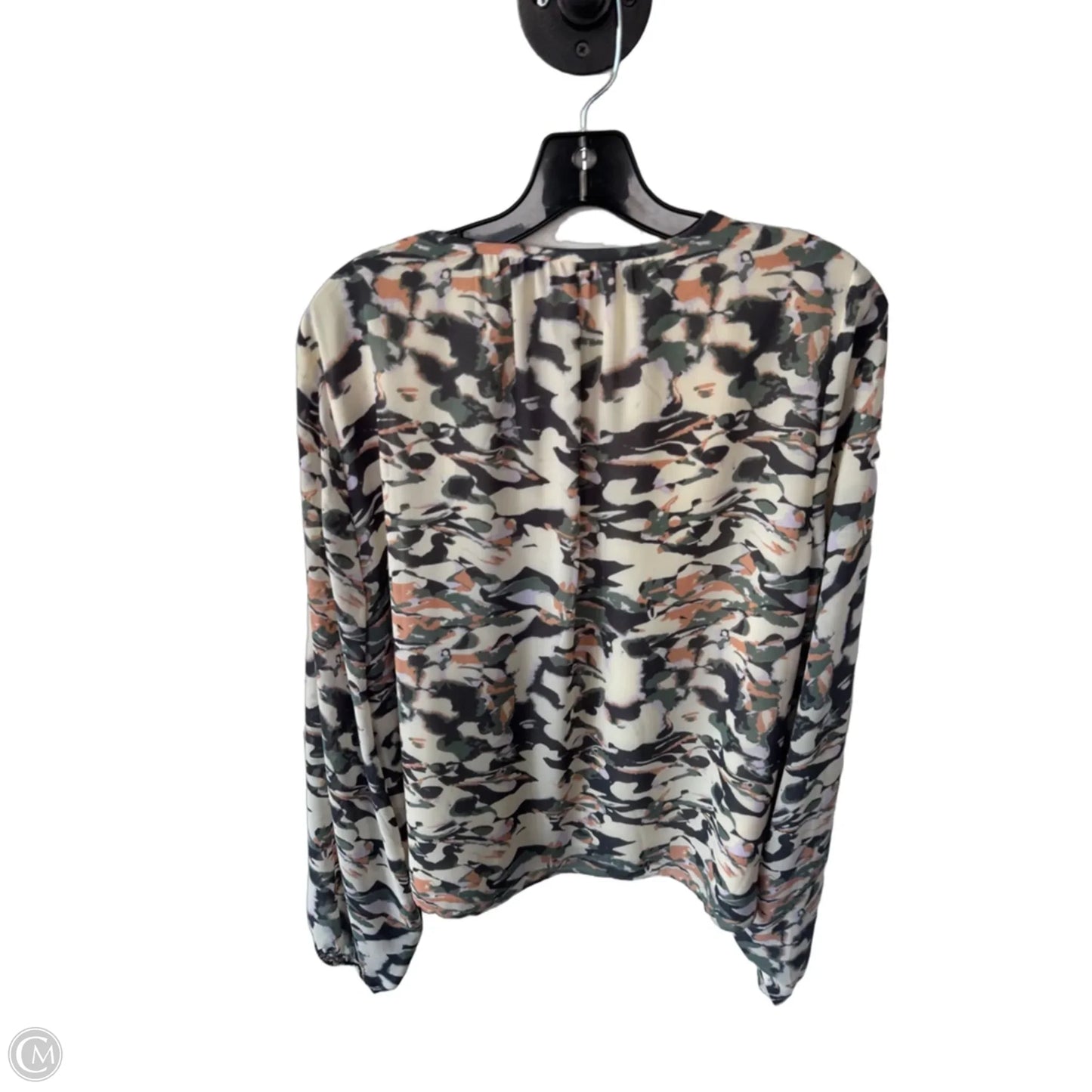 Top Long Sleeve By Evereve In Green & Tan, Size: L