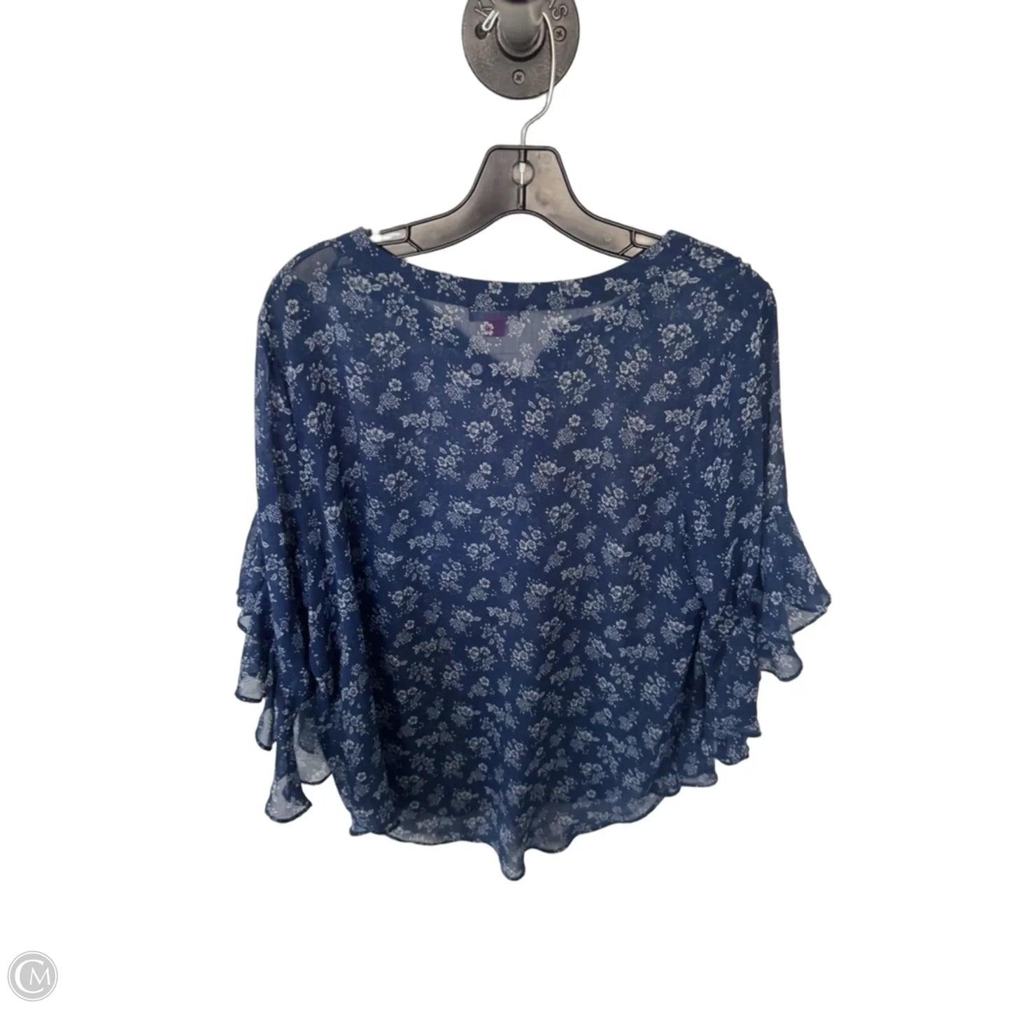 Top 3/4 Sleeve By Vince Camuto In Blue & White, Size: M