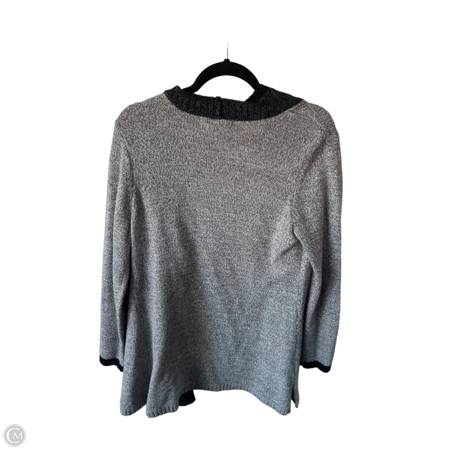 Sweater Cardigan By Karen Scott In Black & Grey, Size: M