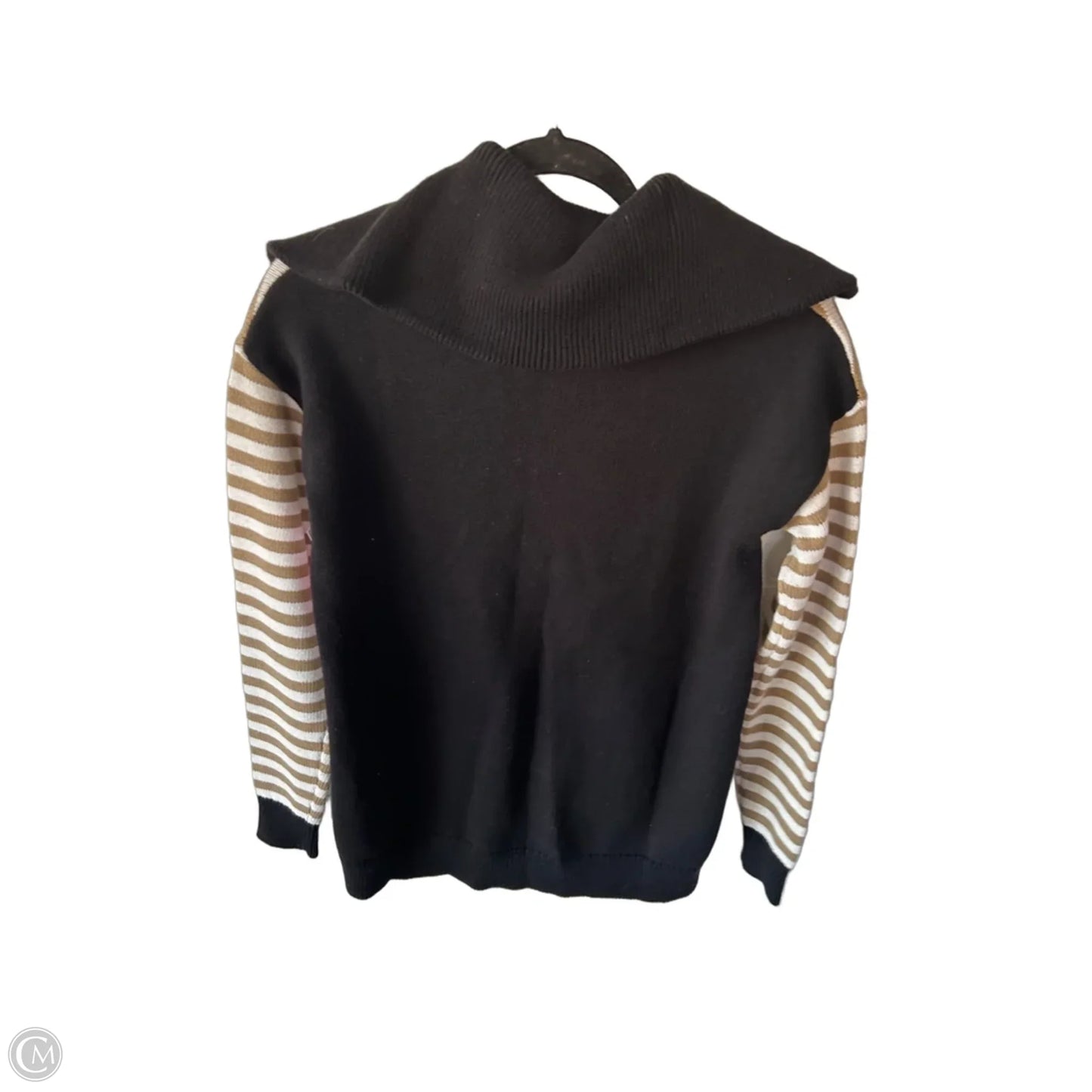 Sweater Cardigan By Cabi In Black & Tan, Size: Xs