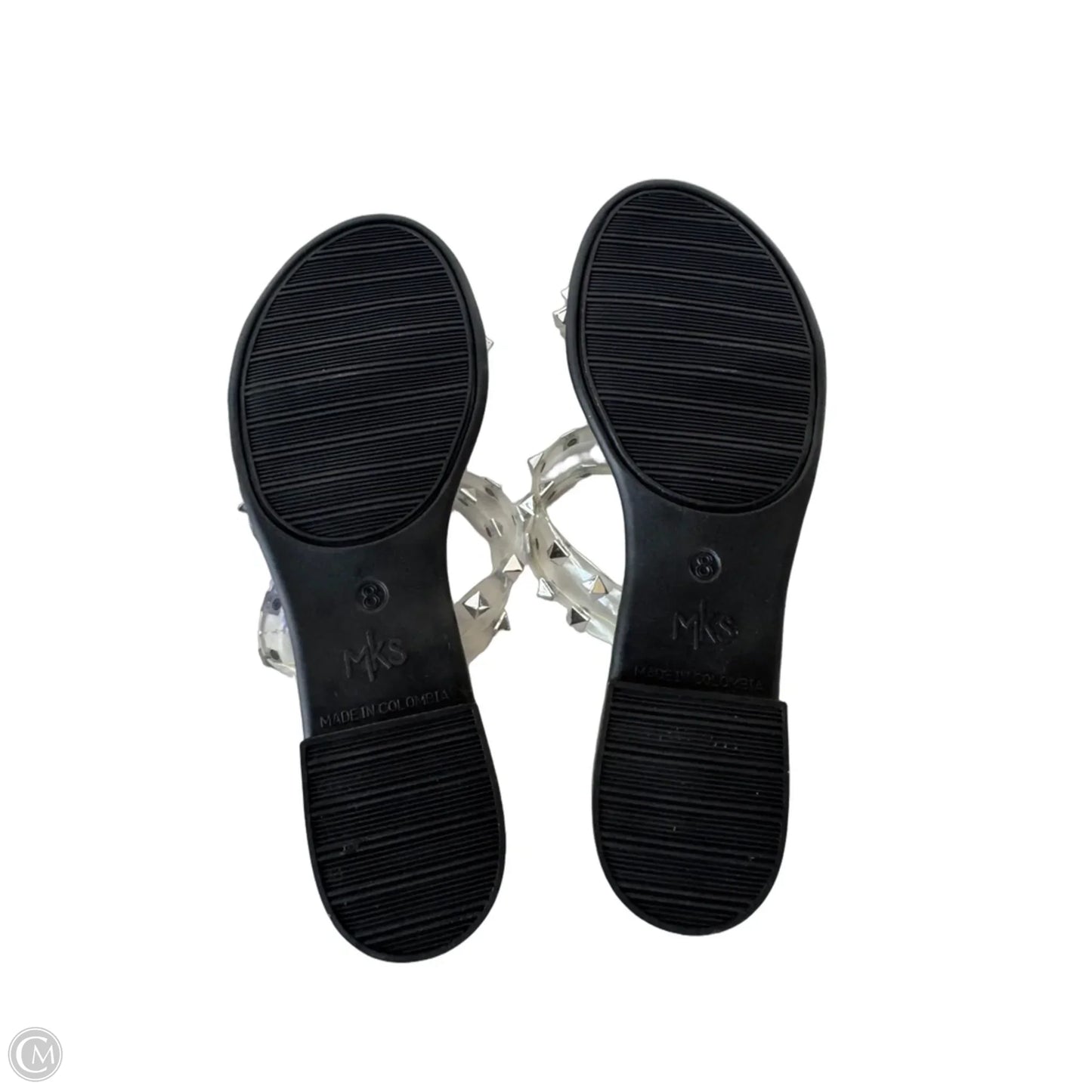 Sandals Flats By Clothes Mentor In Black & Silver, Size: 8