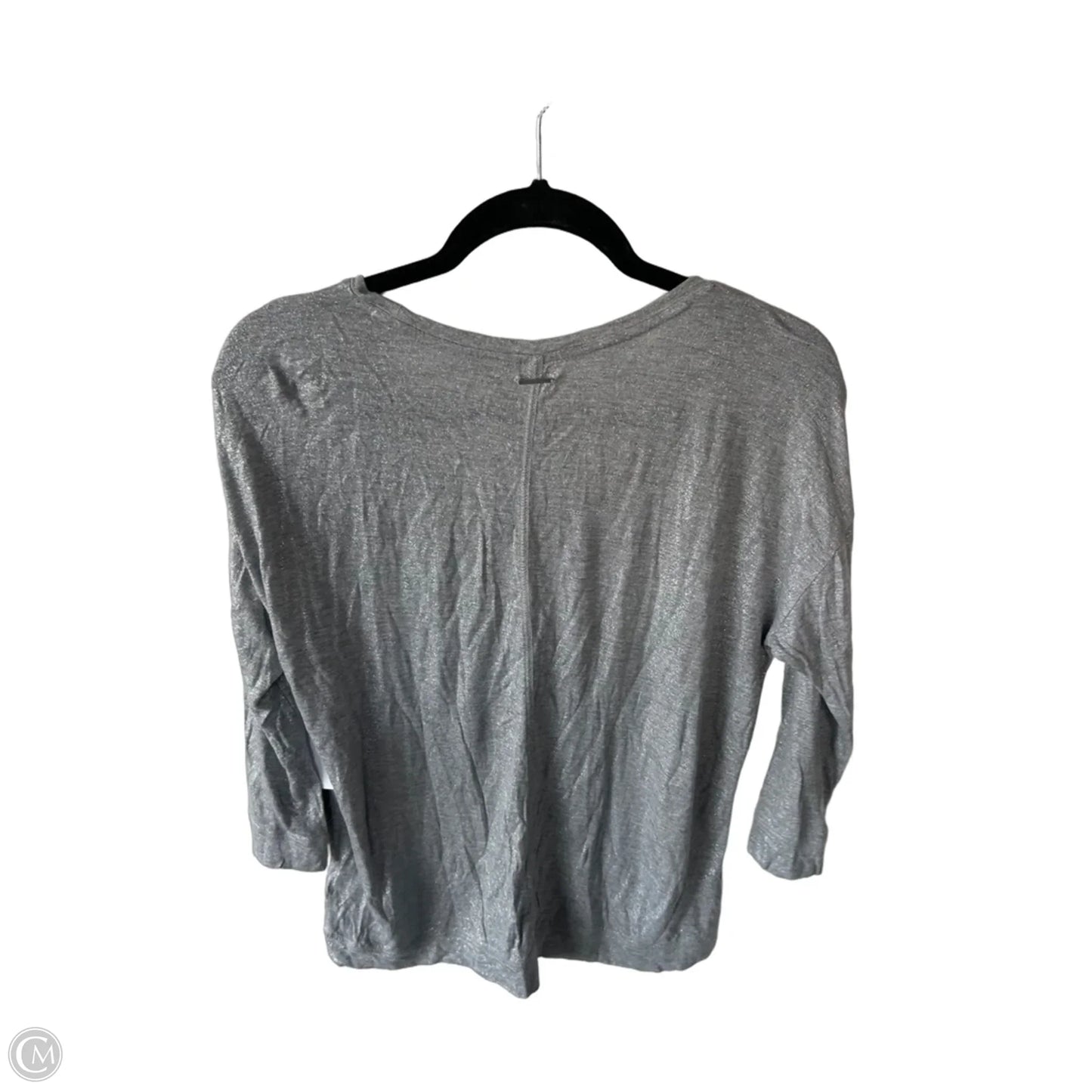 Top 3/4 Sleeve Basic By Calvin Klein In Grey & Silver, Size: M