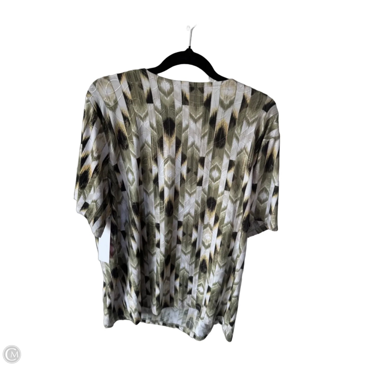 Top Short Sleeve By Jm Collections In Green & White, Size: 2x