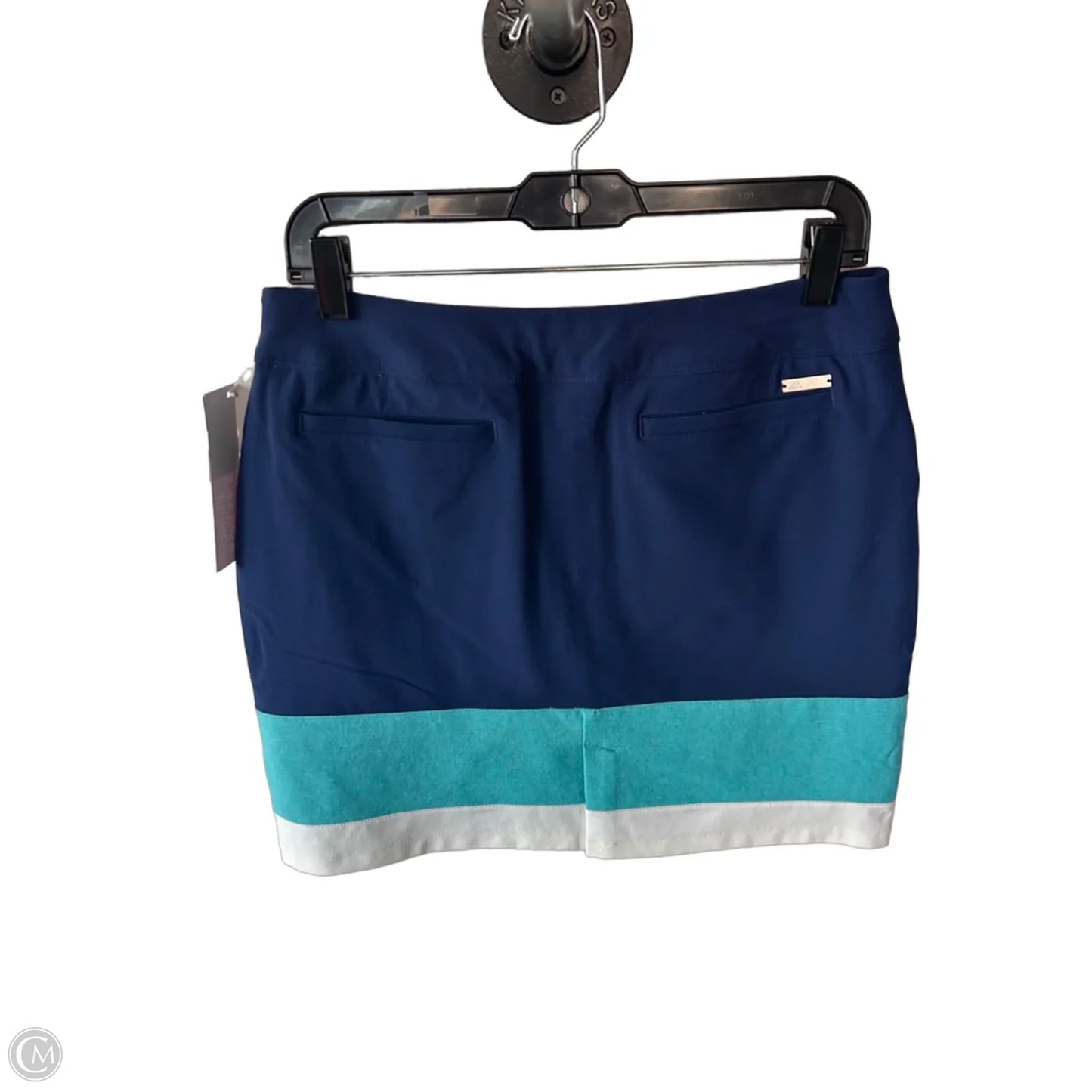 Athletic Skort By Adidas In Blue & White, Size: 4