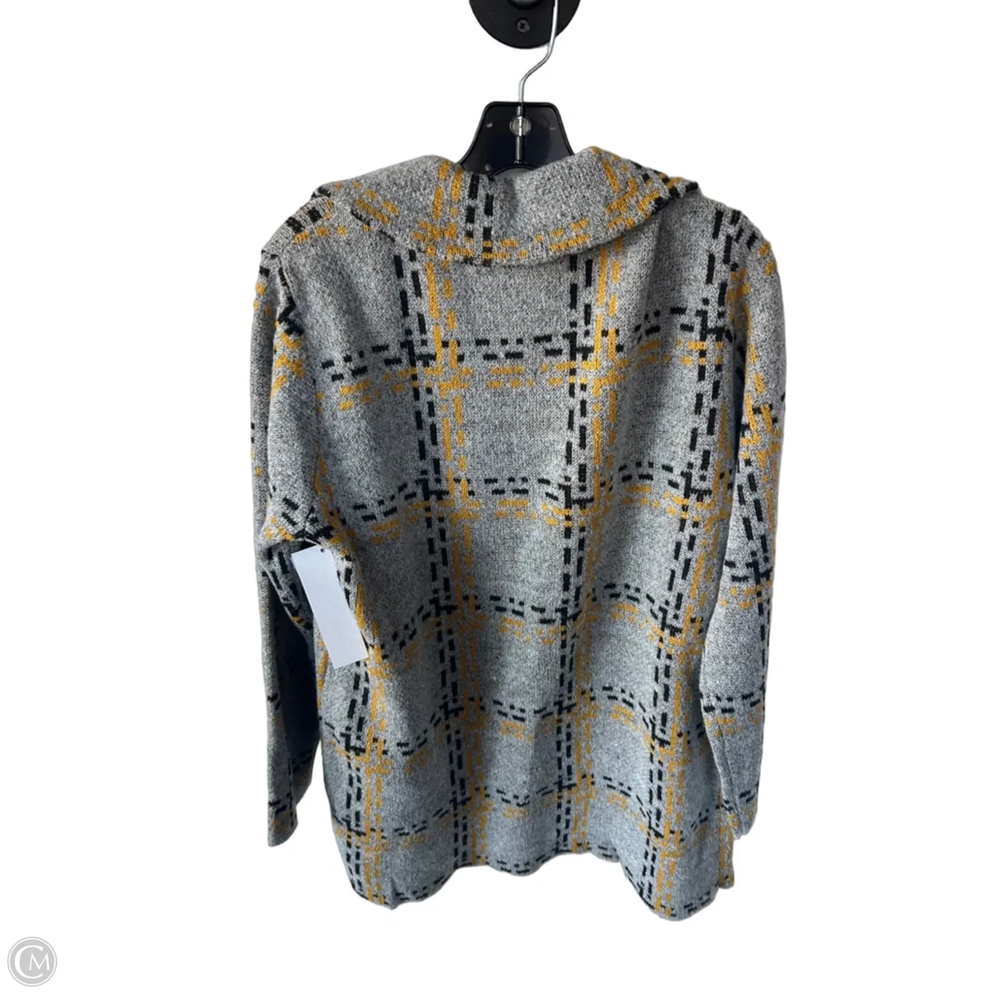 Sweater Cardigan By Madison In Grey & Yellow, Size: Xl