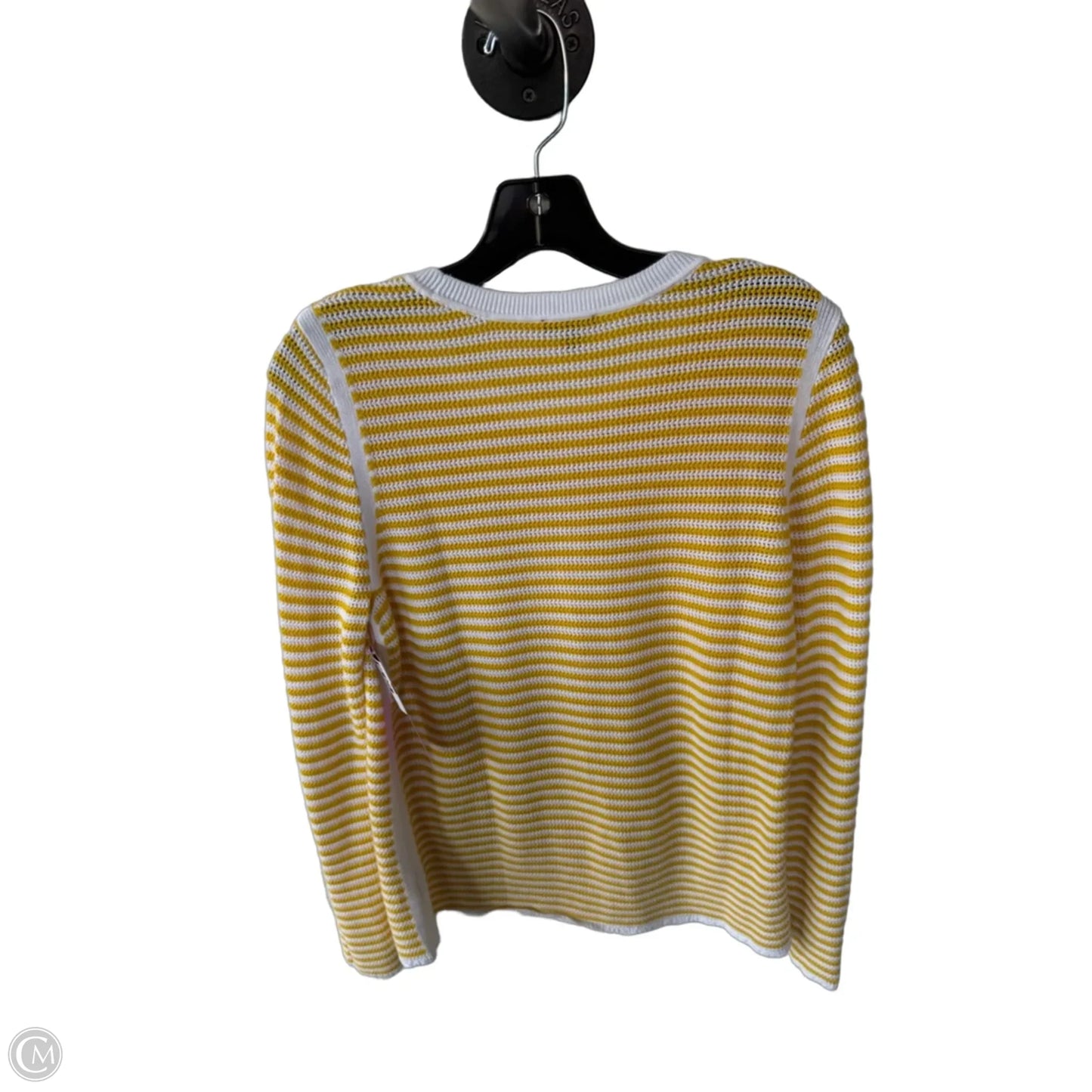 Sweater By Talbots In White & Yellow, Size: S