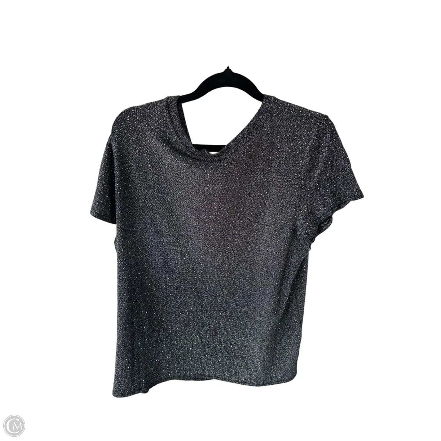 Top Short Sleeve By Studio Y In Black & Silver, Size: Xl