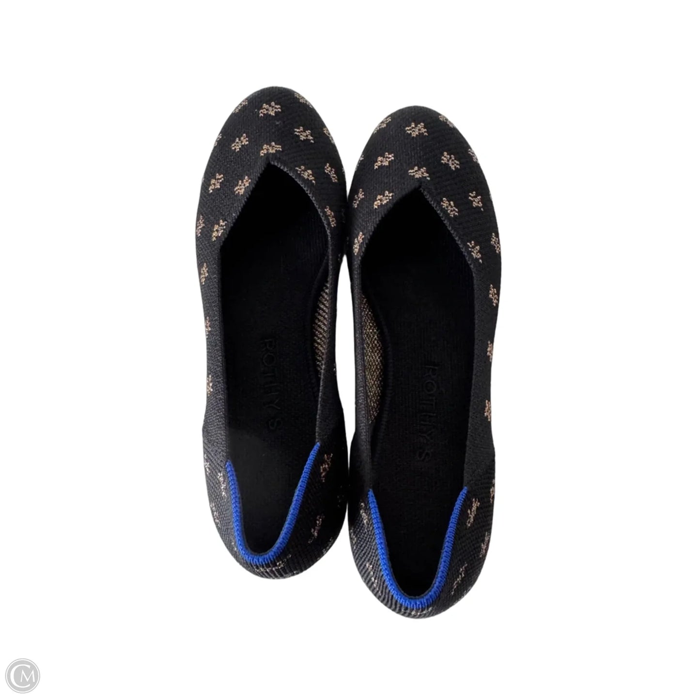 Shoes Flats By Rothys In Black & Gold, Size: 7