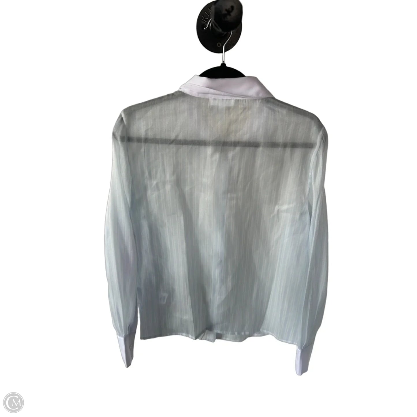 Top Long Sleeve By Dkny In Blue & White, Size: M