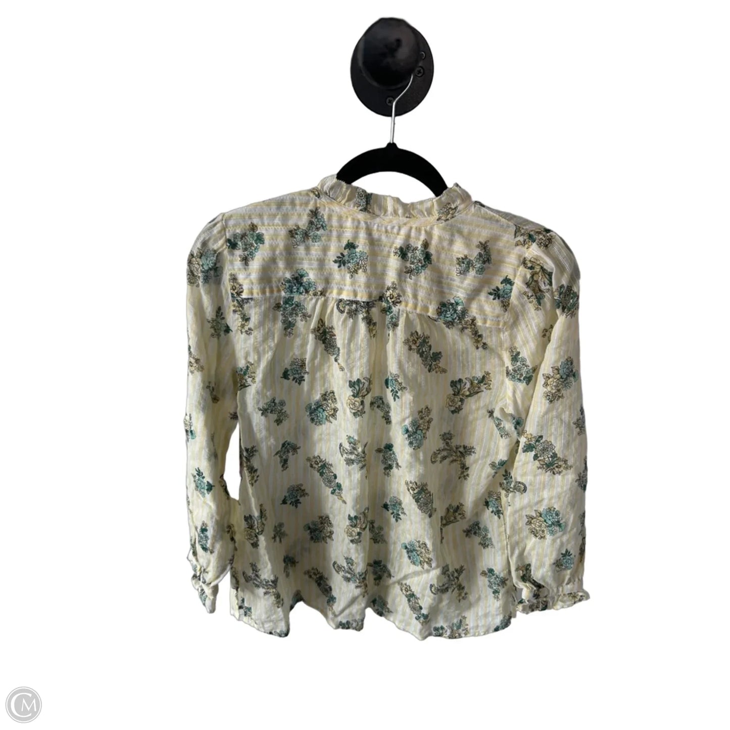 Top 3/4 Sleeve By Loft In Green & Yellow, Size: S