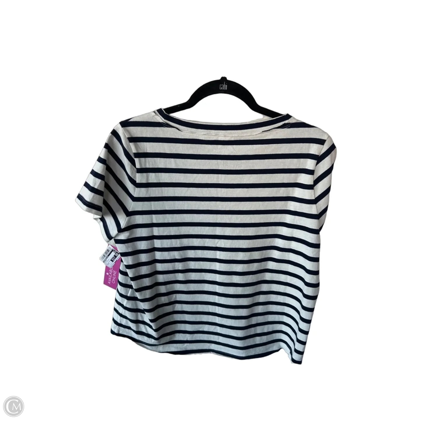 Top Short Sleeve By Anthropologie In Blue & White, Size: M