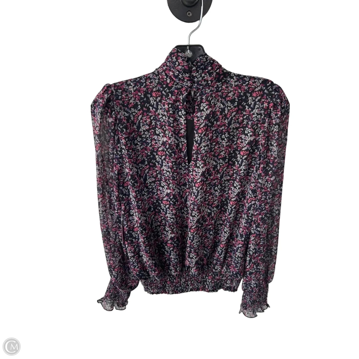 Top Long Sleeve By Evereve In Black & Pink, Size: S