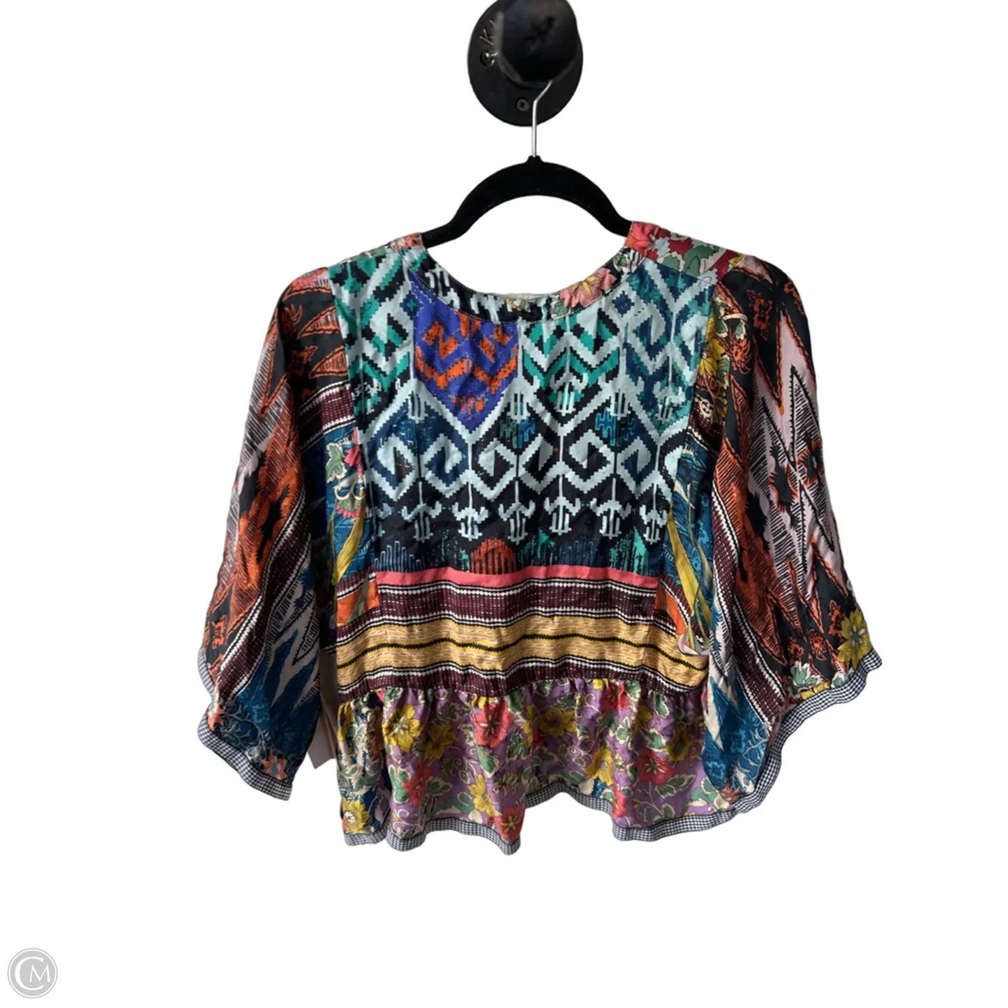 Top 3/4 Sleeve Designer By Johnny Was In Blue & Orange, Size: S