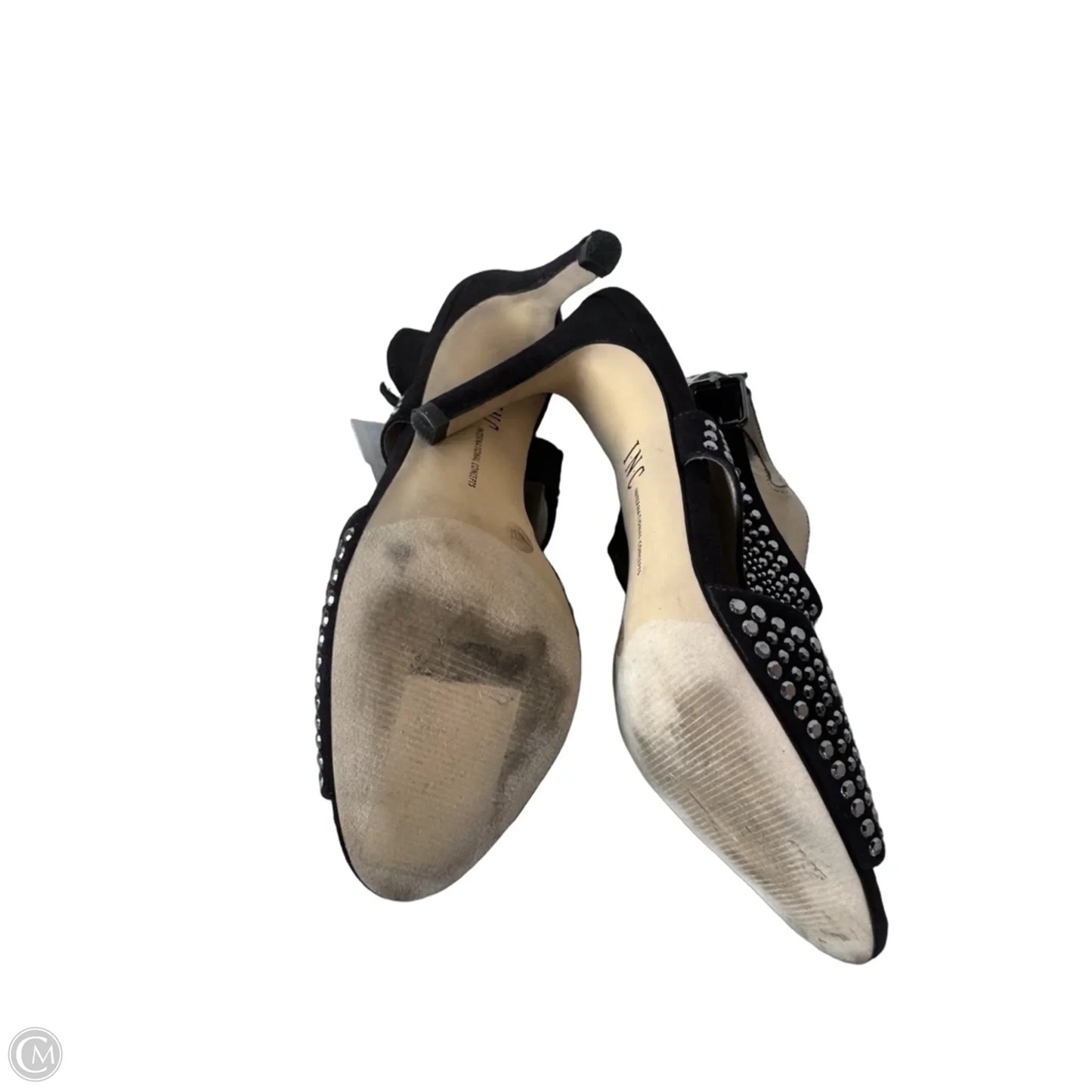 Sandals Heels Block By Inc In Black & Silver, Size: 7