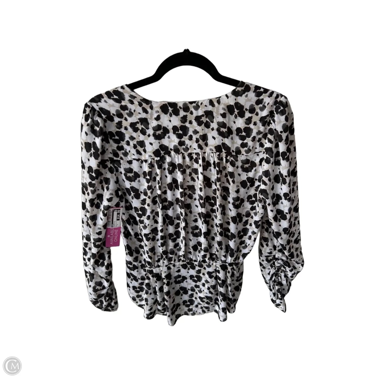 Blouse Long Sleeve By Cabi In Black & Tan, Size: S